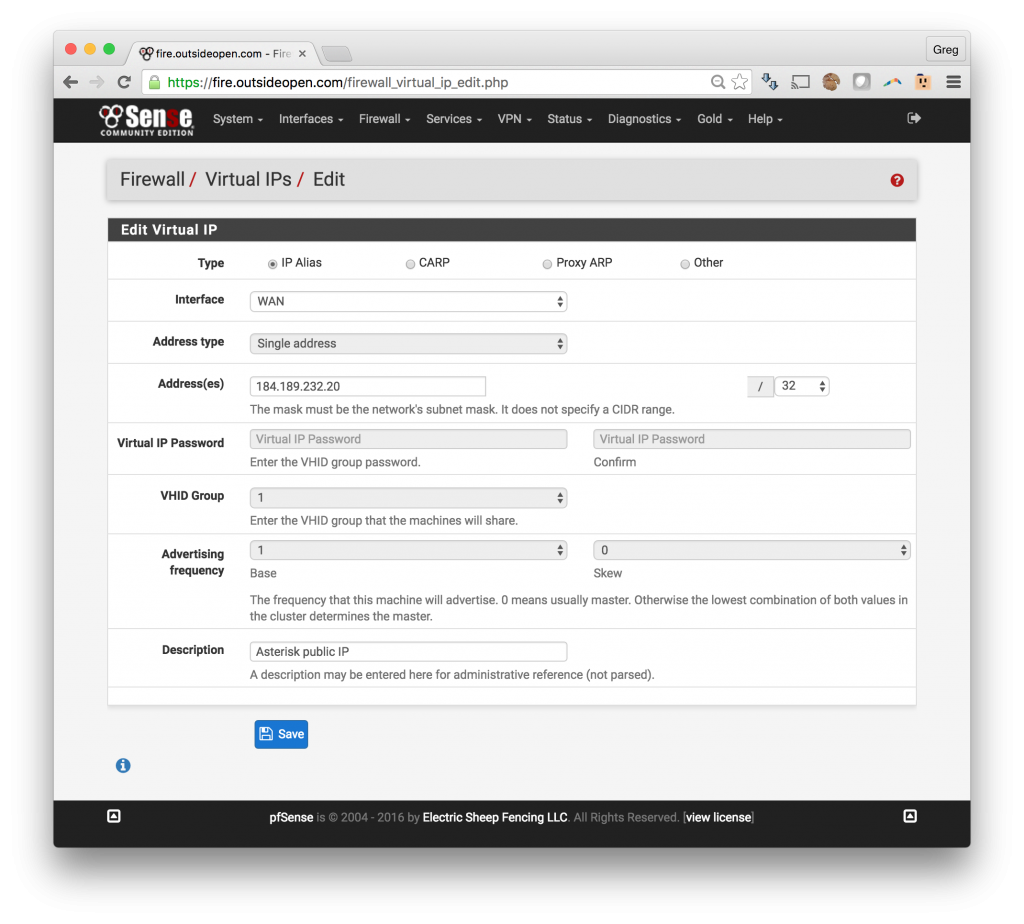 pfSense Virtual IP